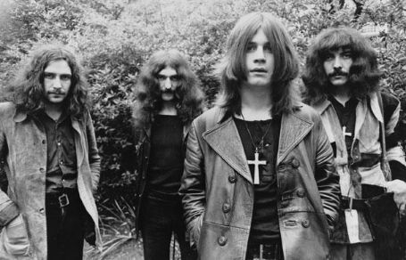 black and white picture of the black sabbath band members young days 